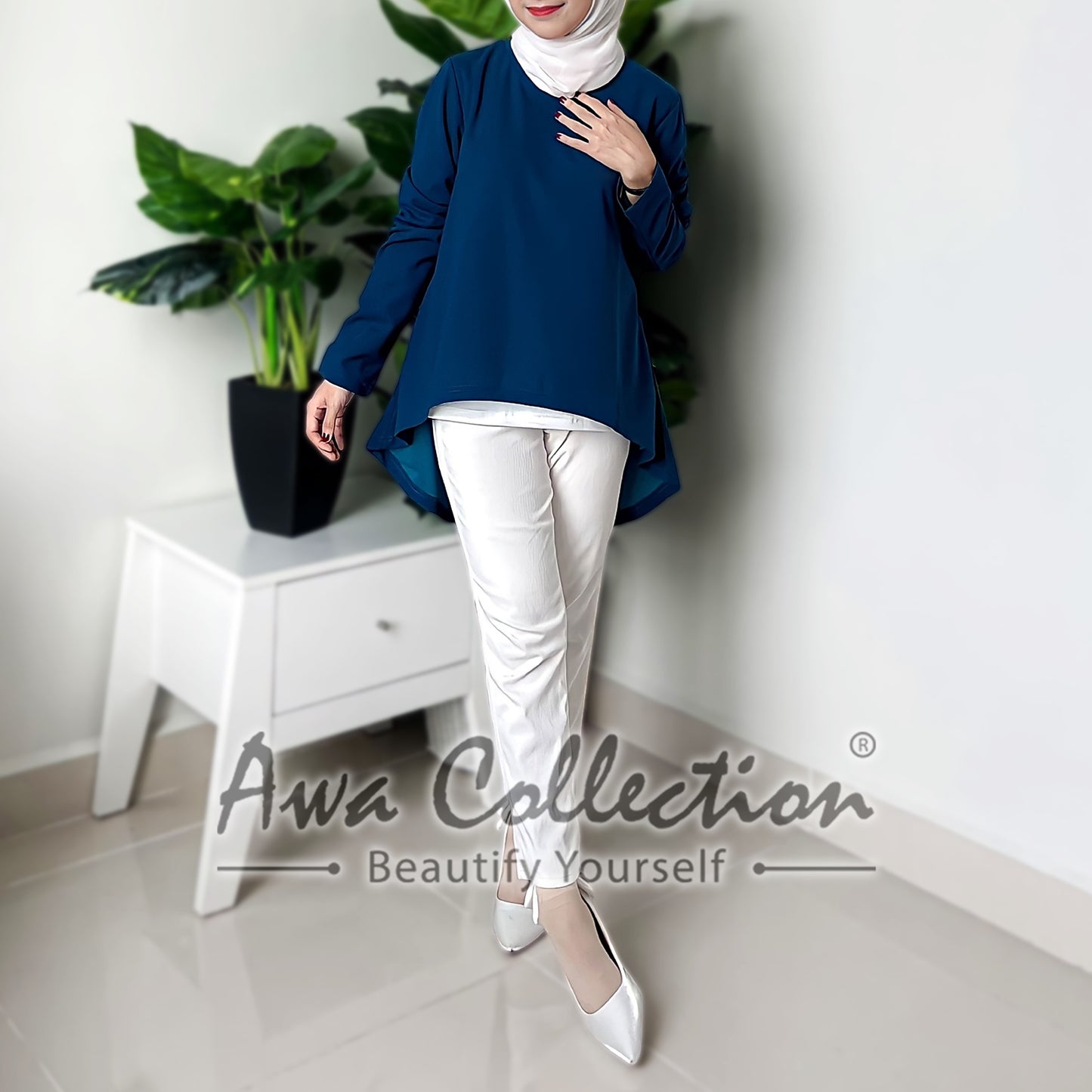 LALEESA Awa Collection TA302380 BLOUSE ZAMINAH Round Neck Blouse Muslimah Blouse Women Blouse Baju Raya 2024