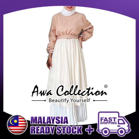 LALEESA Awa Collection DA120199 DRESS JALA Long Sleeves With Contrast Dress Muslimah Dress Women Dress Maxi Dress