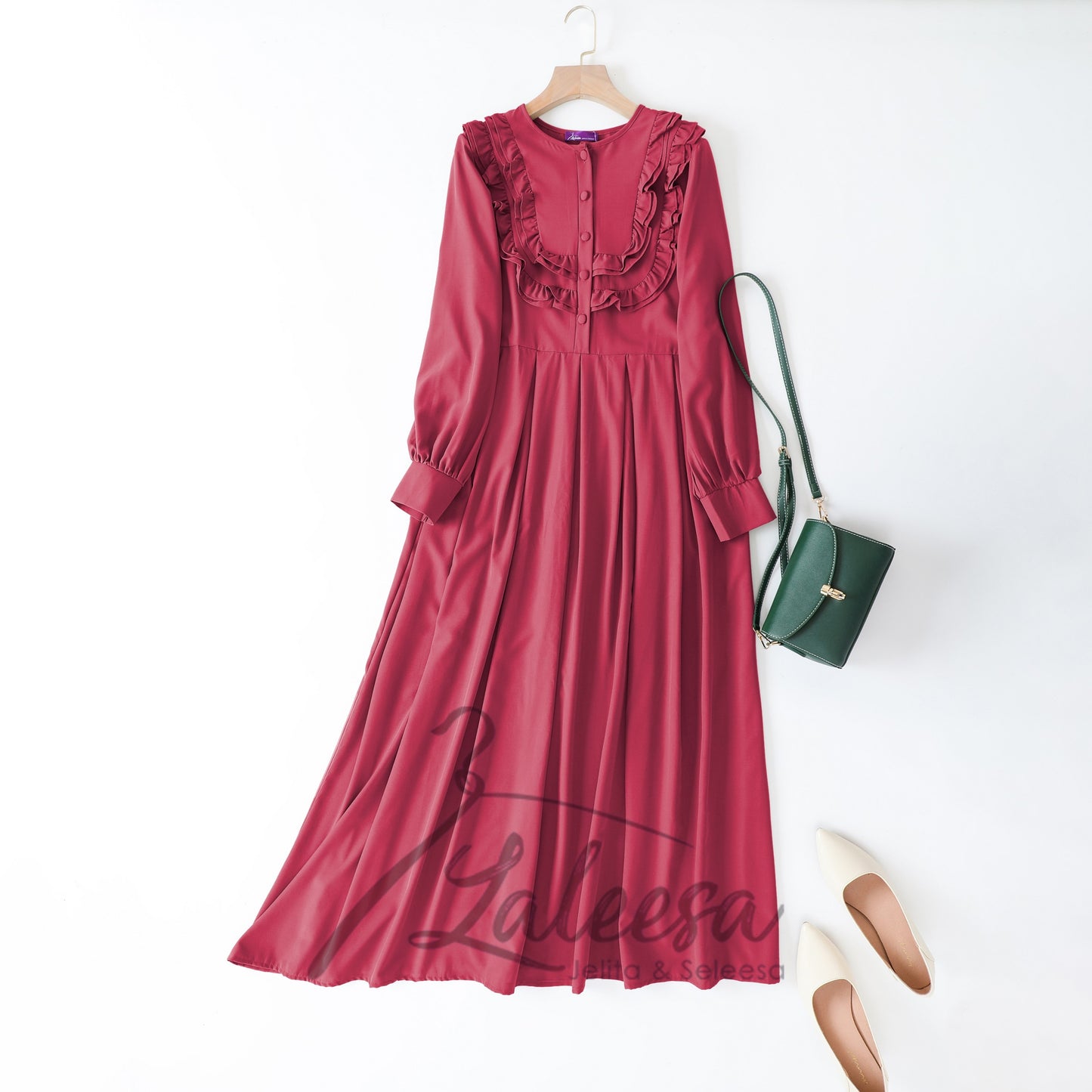 LALEESA DRESS RANI LD287229 <BF Friendly Series> Cute Ruffled Button A-Line Flowy Dress Muslimah Dress Women Dress Jubah