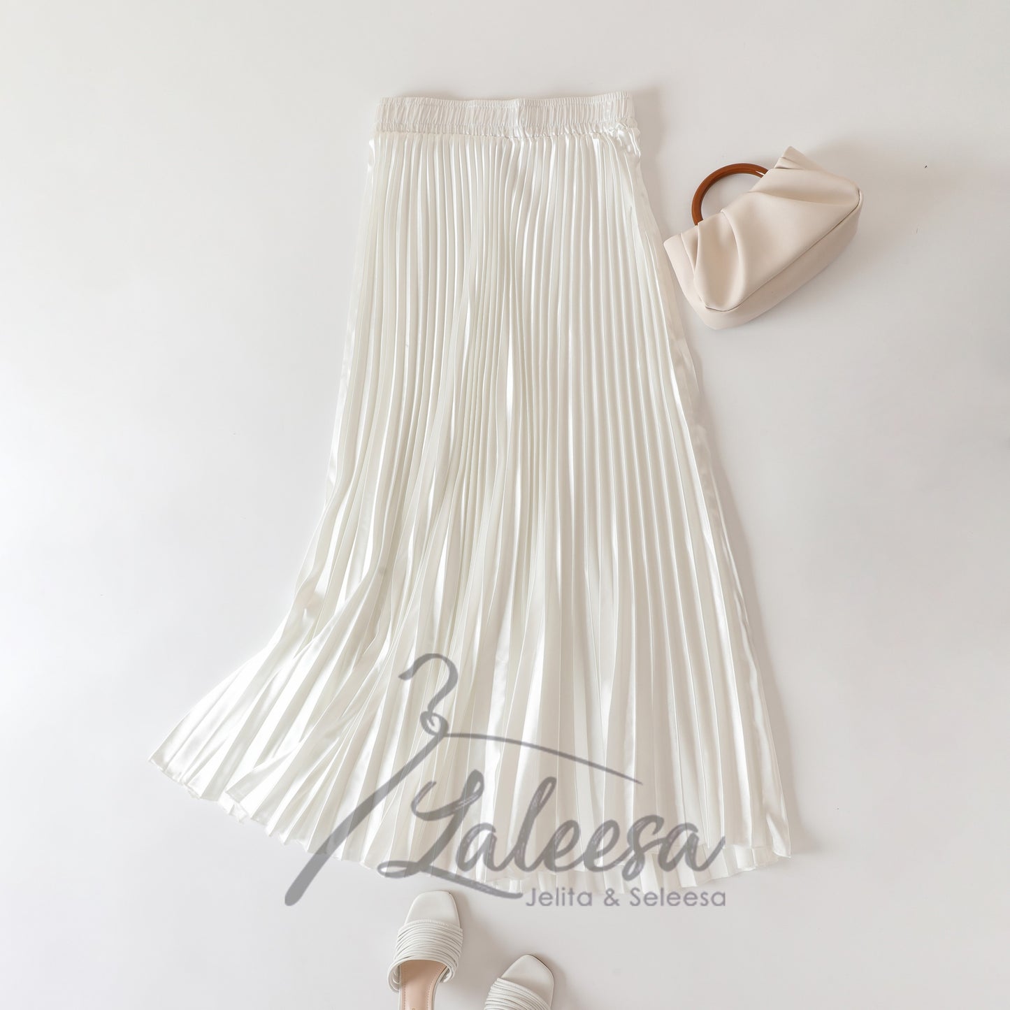LALEESA SKIRT AMANI PS661651 <Ironless Series> (Ironless) Metallic Pleated High Waist Long Skirt Muslimah Skirt Labuh