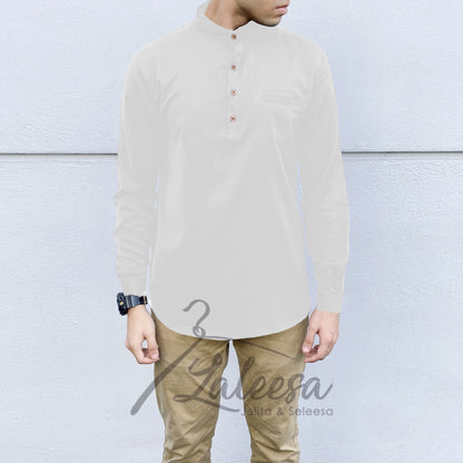 Plain Kurta Lelaki (Slim Fit) Baju Berkolar Casual Formal Men Shirt Men Baju Lelaki Baju Raya 2024