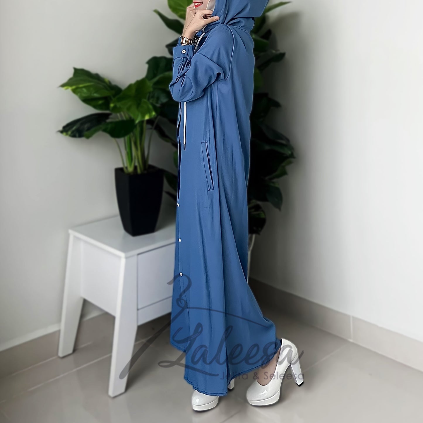 LALEESA LD255253 Jeans Hooded Hoodie Dress Long Dress Muslimah Dress Women Dress Maxi Dress Abaya Muslimah Baju Muslimah
