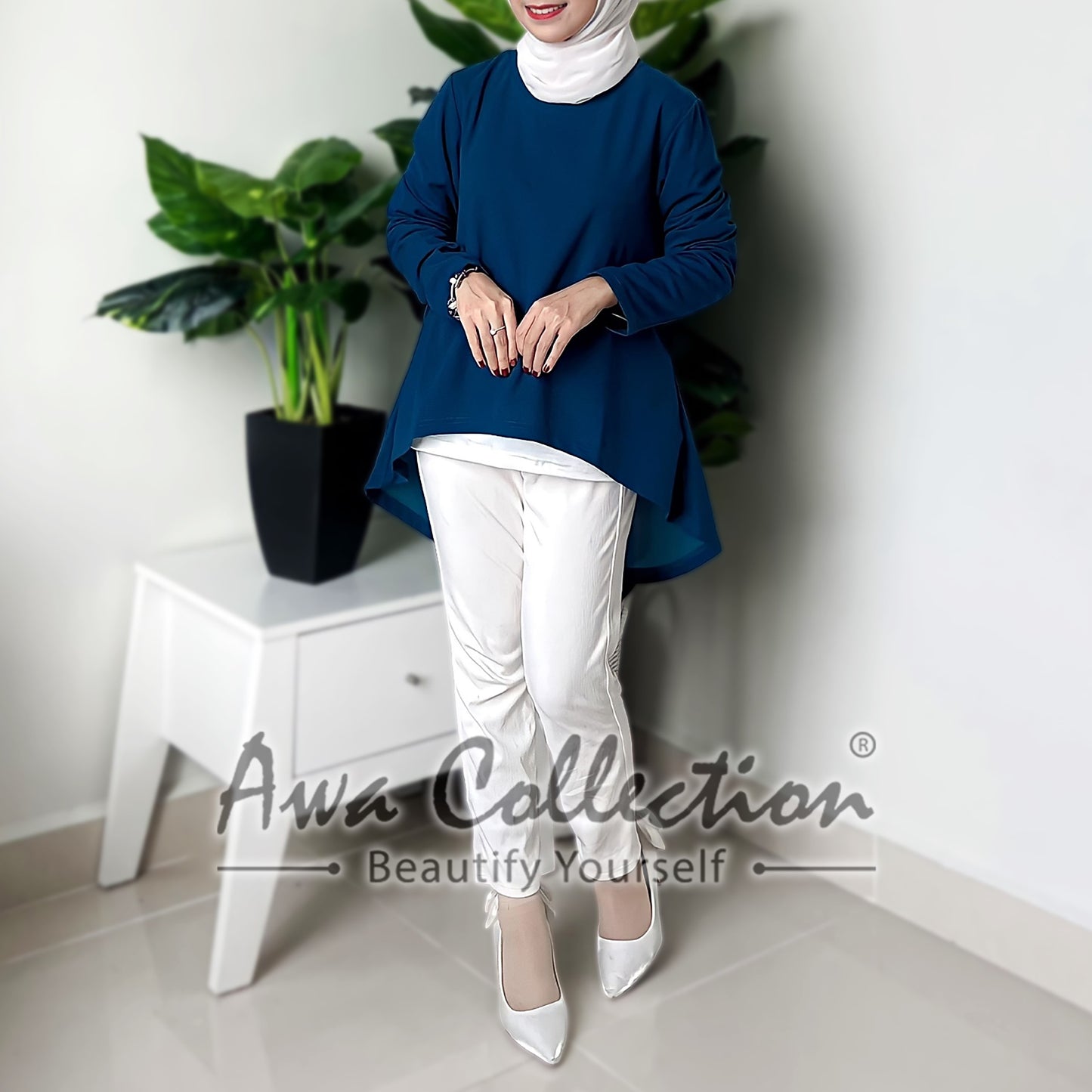 LALEESA Awa Collection TA302380 BLOUSE ZAMINAH Round Neck Blouse Muslimah Blouse Women Blouse Baju Raya 2024