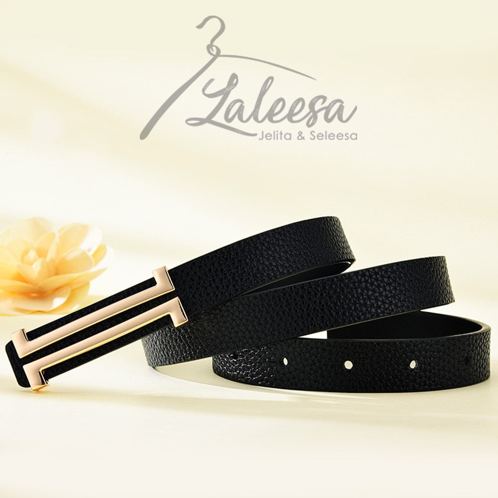 LALEESA Women H Logo Belt For Women Belt Woman Leather Belt Tali Pinggang Perempuan Tali Pinggang Wanita