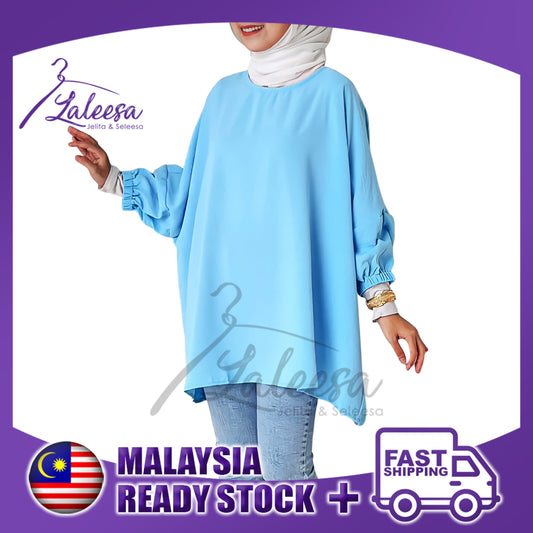 LALEESA TB469439 BLOUSE KAUREEN Irregular Hem Retro Blouse Muslimah Blouse Women Blouse Plus Size Baju Raya 2024