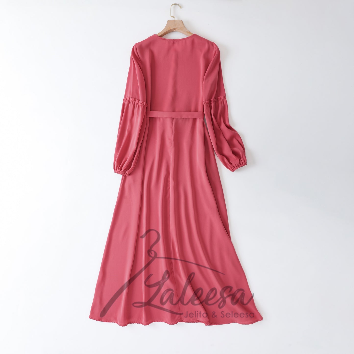 LALEESA DRESS DIYA LD269297 <BF Friendly Series> Plain Color Front Zipper Belted Long Dress Plus Size Baju Raya 2024